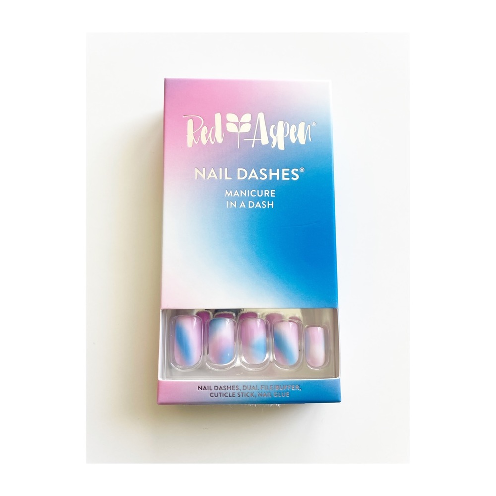 Red Aspen Coley Dreams in Tie Dye medium square nail dashes